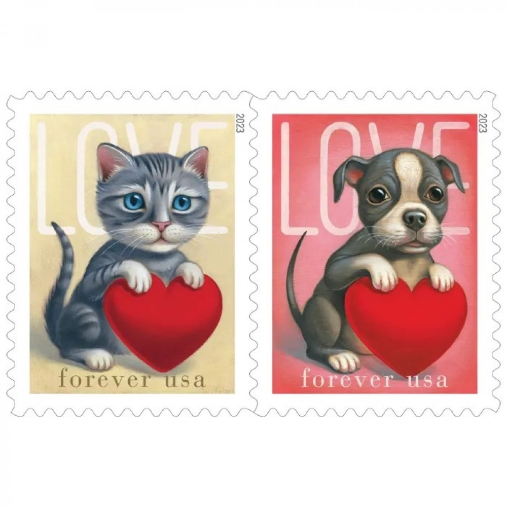 (2023) USPS Cat and Dog Love Forever Stamps
