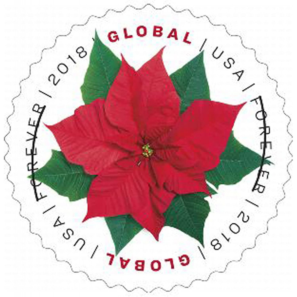 (2018) USPS Global Poinsettia First Class Forever Postage Stamps